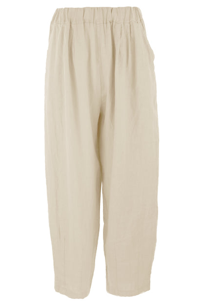 Pintuck Tapered Leg Linen Trouser