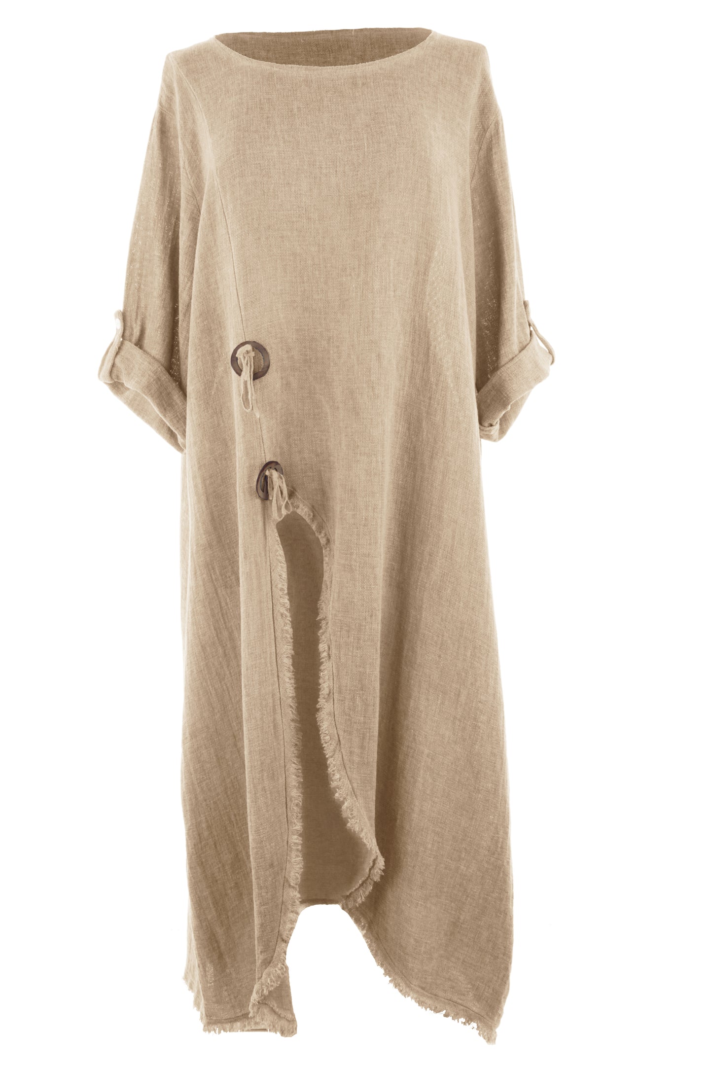 Slit Front Teabag Linen Dress