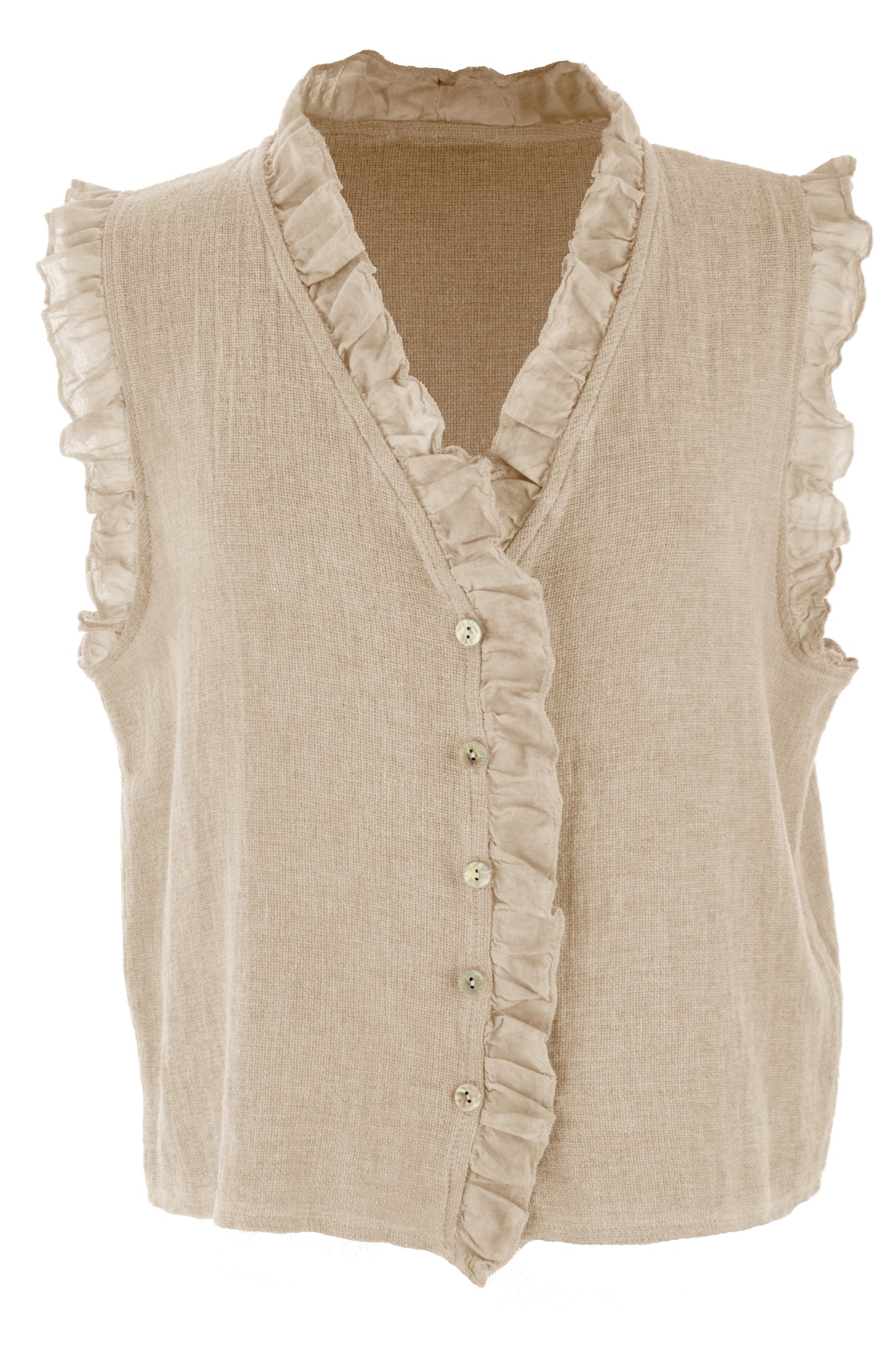 Sleeveless Frill Trim Teabag Top