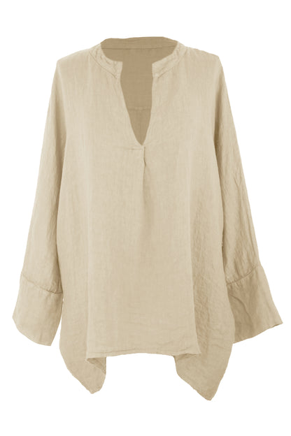 Collar V Neck Linen Top