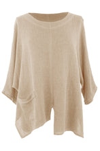 Load image into Gallery viewer, V Cutout Hem Linen Teabag Top

