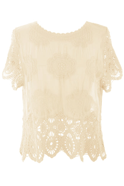 Crochet Trim Cotton Top
