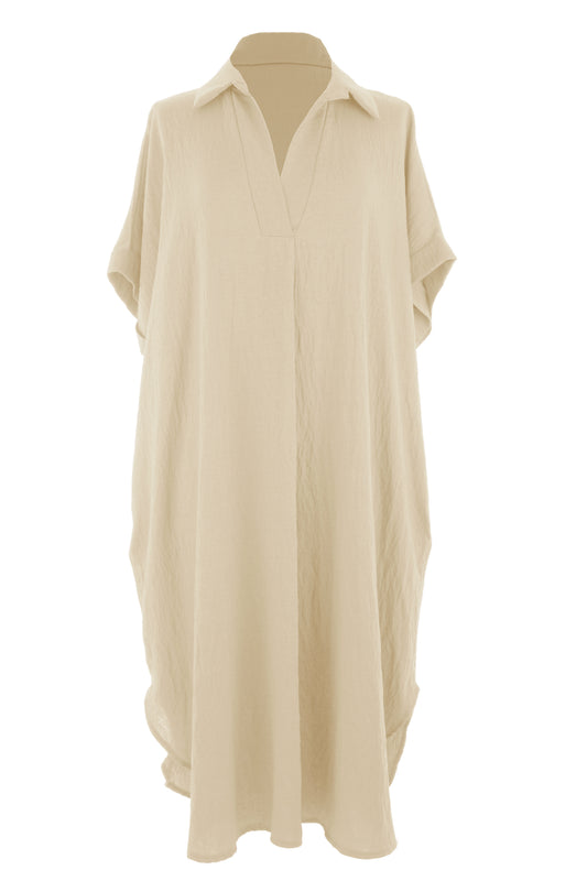 Plain Batwing Collar Midi