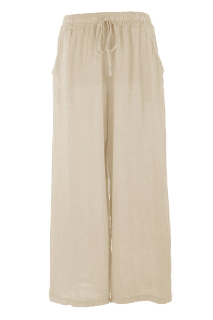 2 Pocket Wide Leg Linen Trouser