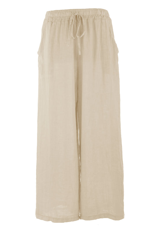 2 Pocket Wide Leg Linen Trouser