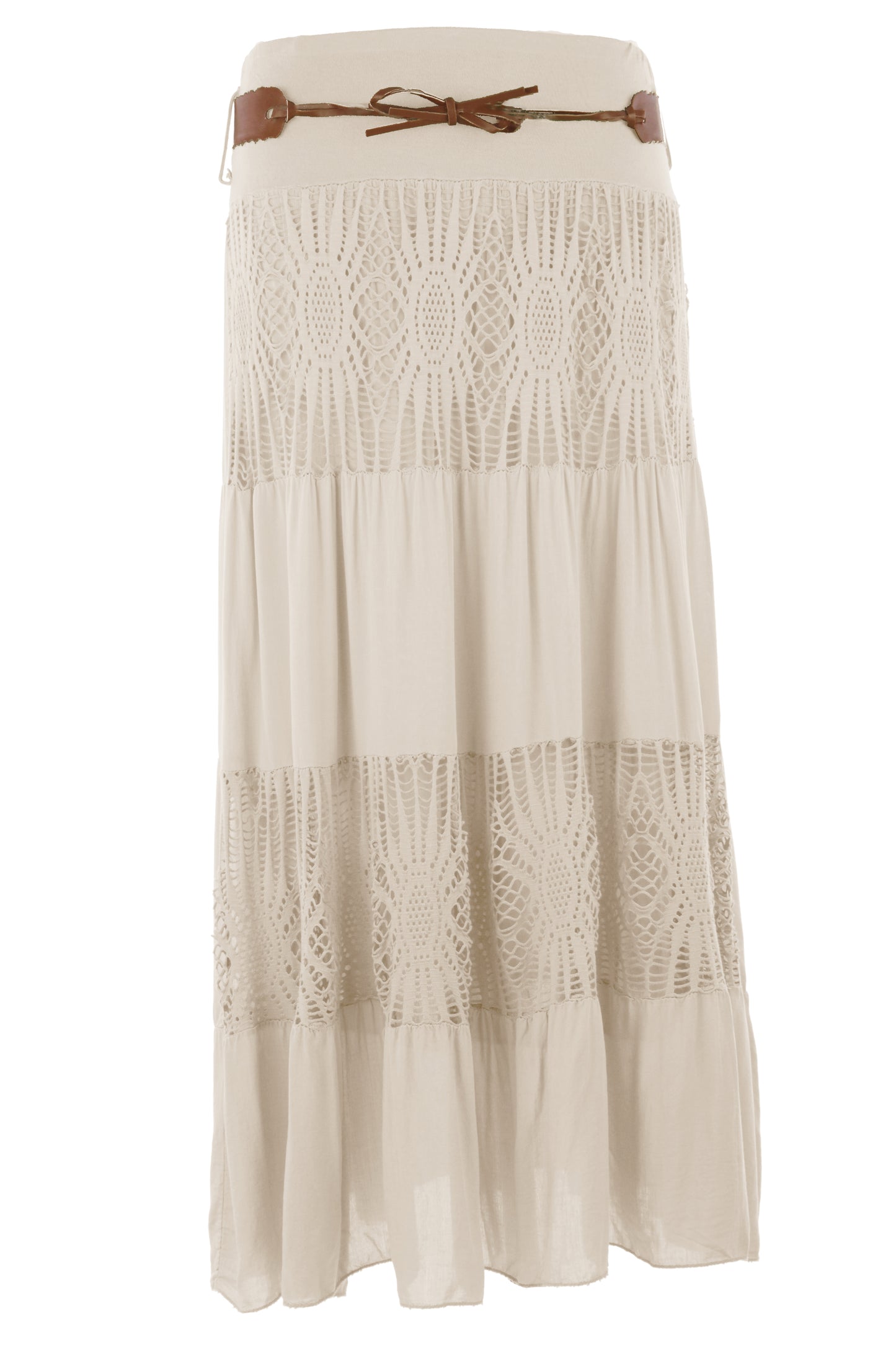 Crochet Tiered Belt Midi Skirt
