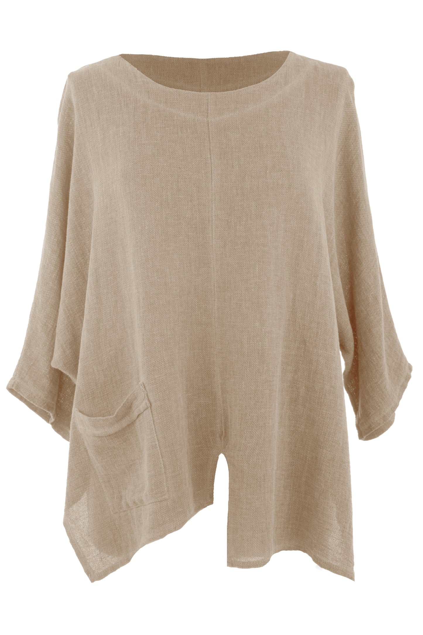 V Cutout Hem Linen Teabag Top