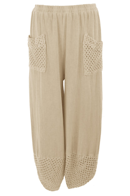 2 Crochet Pocket Barrel Leg Teabag Trouser