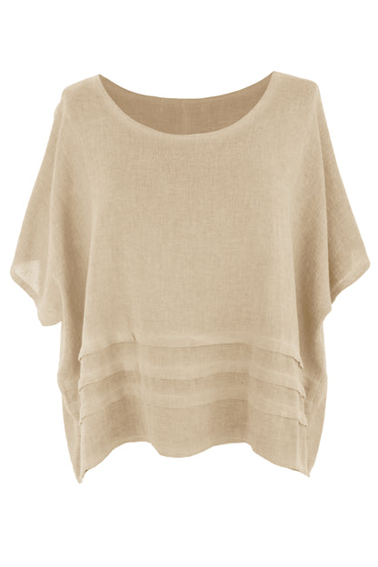 Pleat Detail Teabag Linen Top
