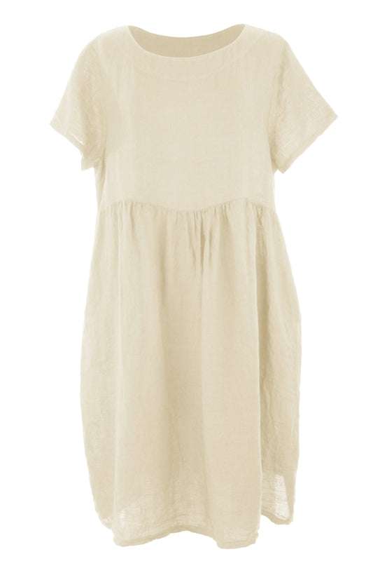 Short Sleeve 2 Pocket Linen Dress