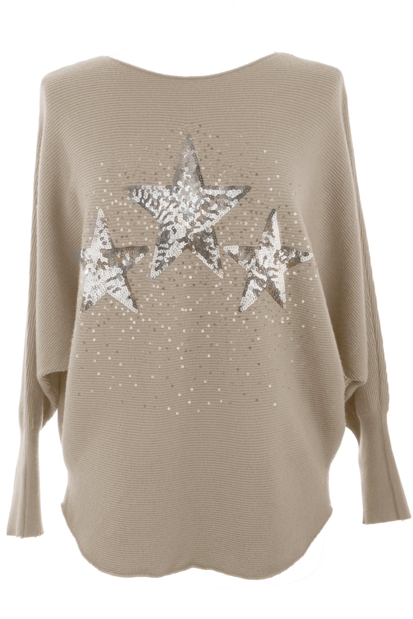 3 Sequin Star Ribbed Jumper