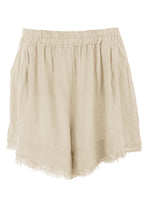 Load image into Gallery viewer, Frayed Trim Linen Shorts
