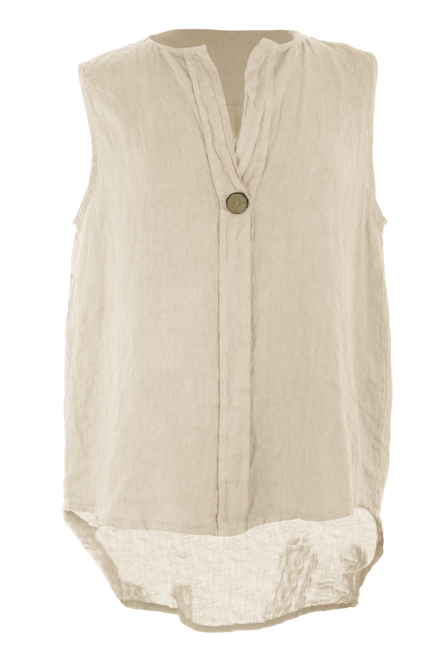 Sleeveless Button Detail Linen Top