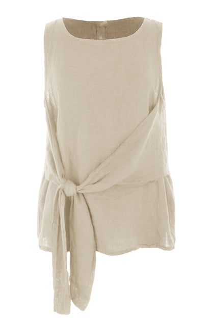 Sleeveless Side Tie Linen Top