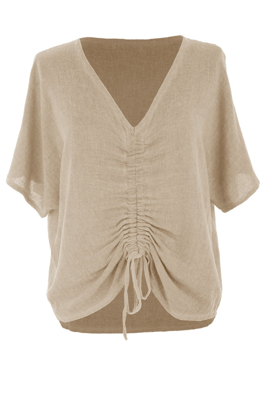 Ruched Front Hopsack Top