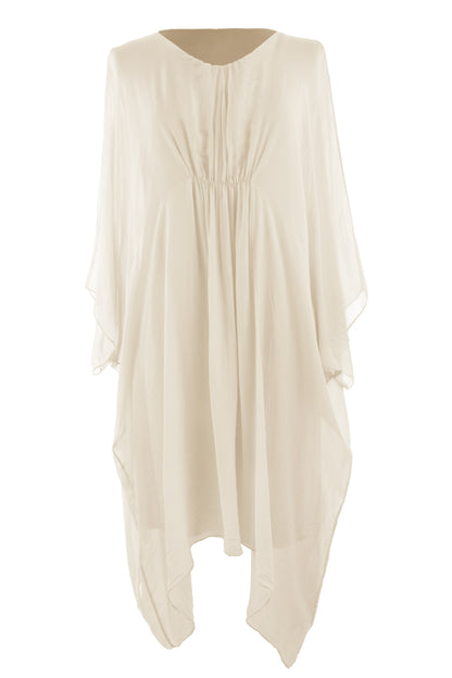 Ruched Front Silk Dress