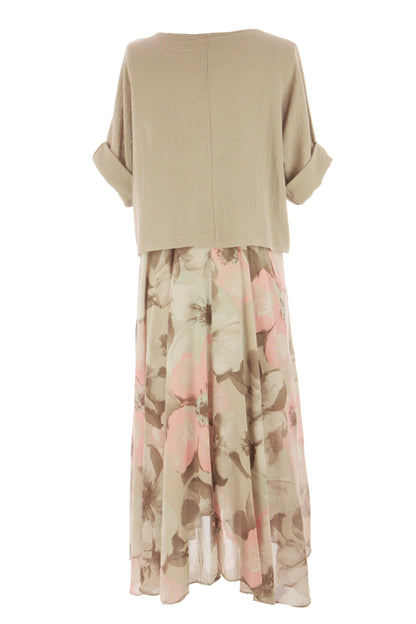 2 Piece Floral Flare Dress