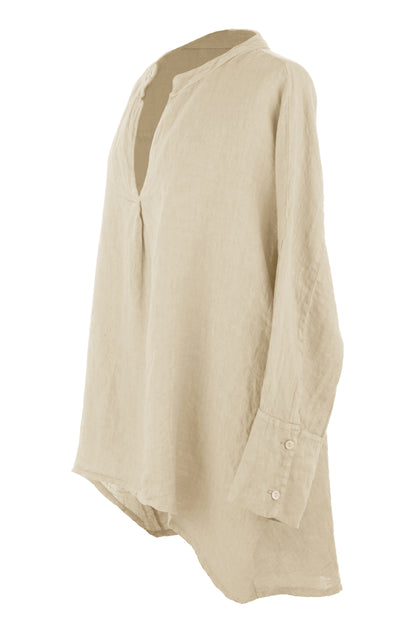 Collar V Neck Linen Top