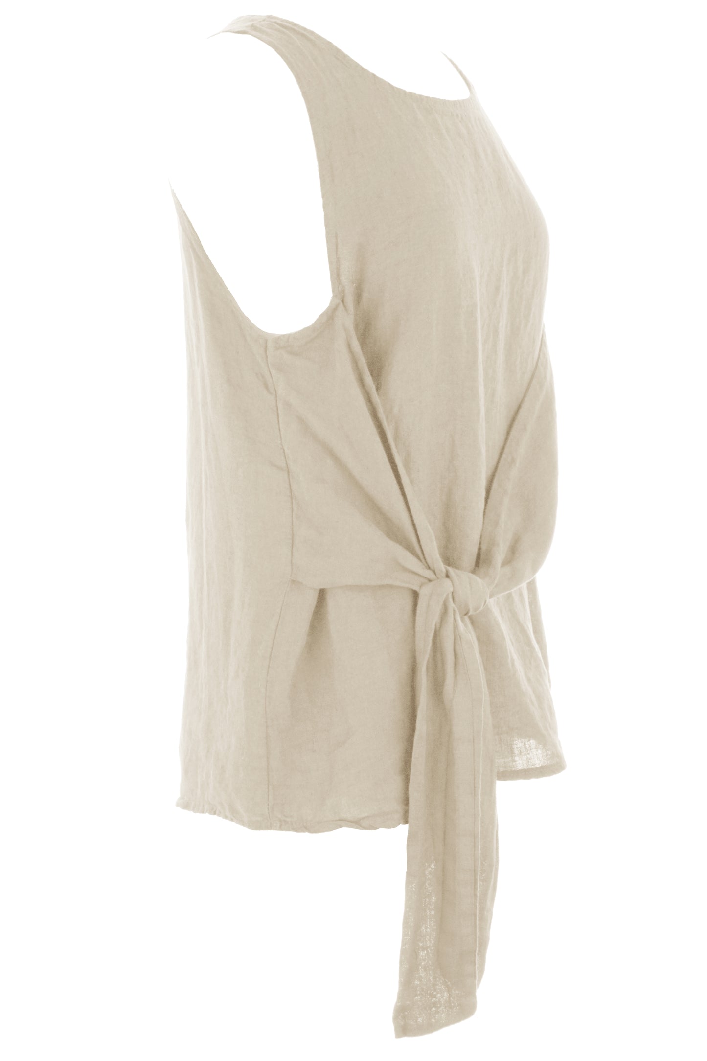 Sleeveless Side Tie Linen Top