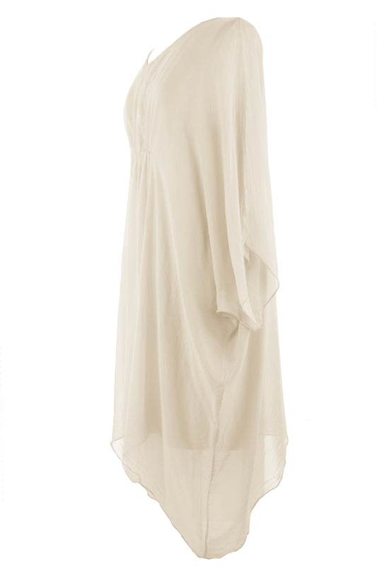 Ruched Front Silk Dress