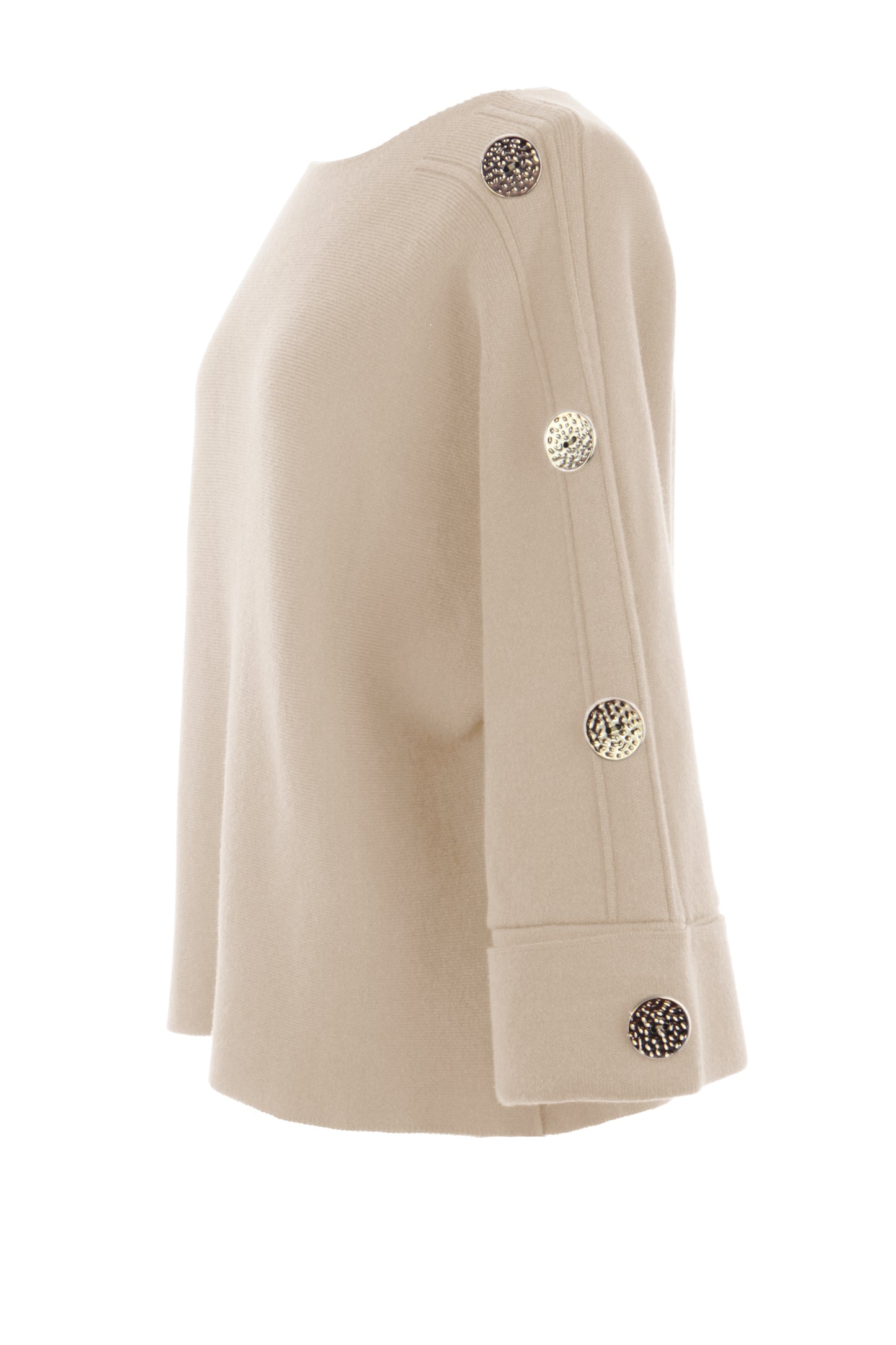 Button Detail 3/4 Sleeve Heavy Knit Jumper