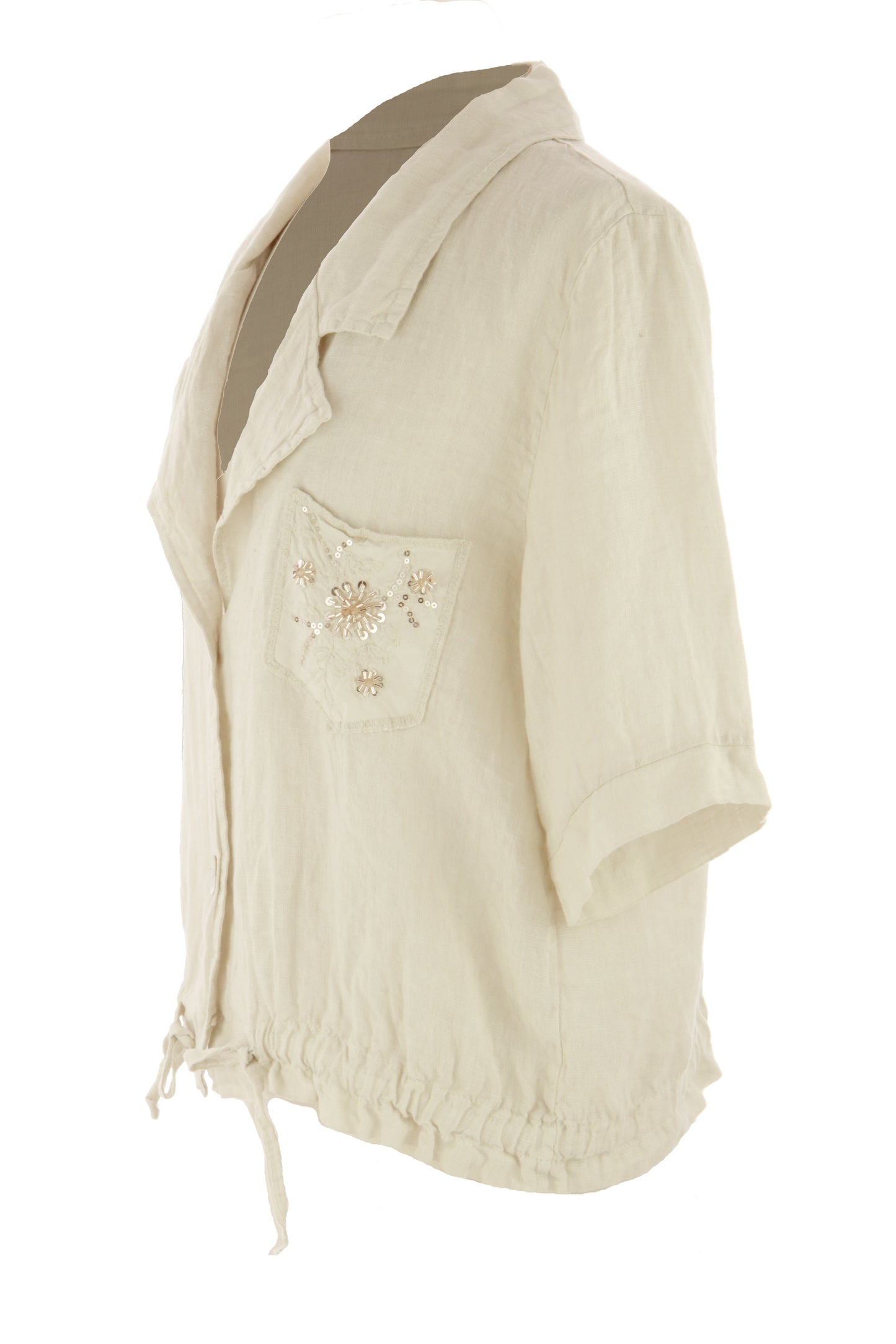 Beaded Pocket Linen Shirt