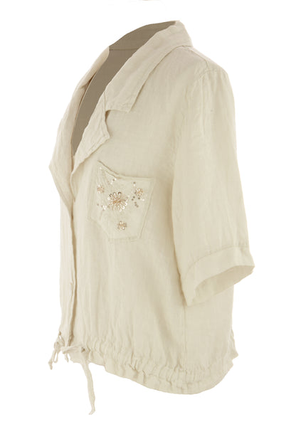 Beaded Pocket Linen Shirt