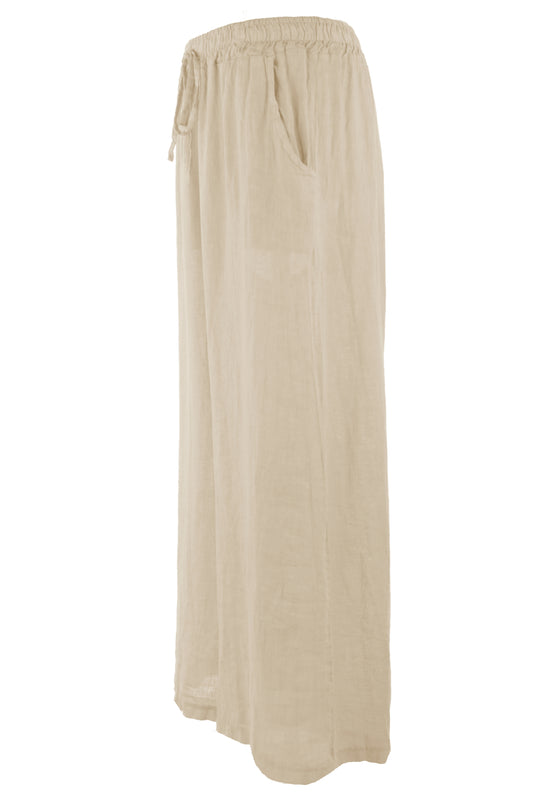 2 Pocket Wide Leg Linen Trouser