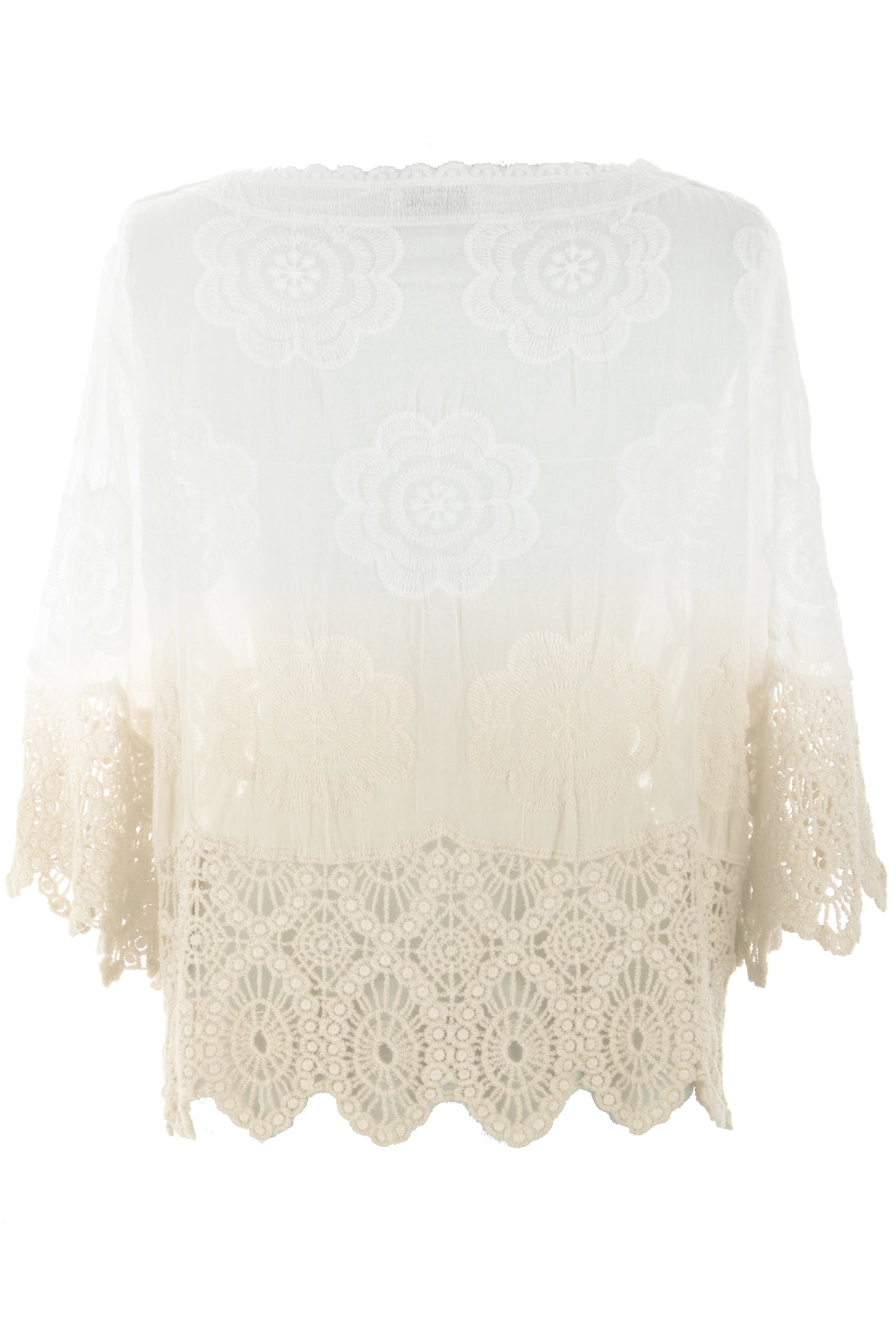 Dip Dye Crochet Trim Cotton Shirt