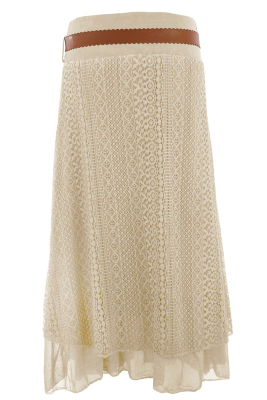 Crochet Belt Midi Skirt