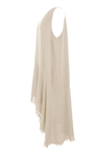 Sleeveless High Low Linen Tunic