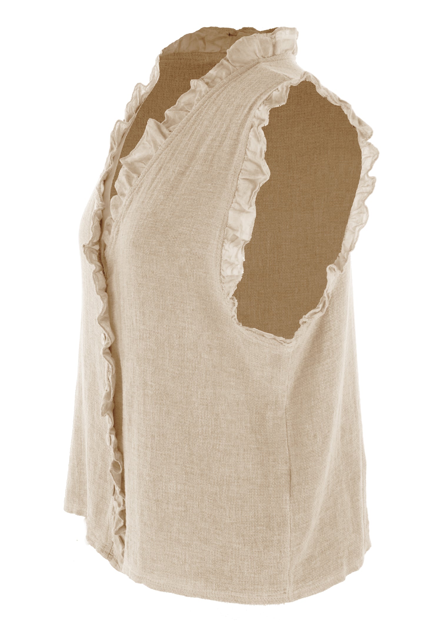 Sleeveless Frill Trim Teabag Top