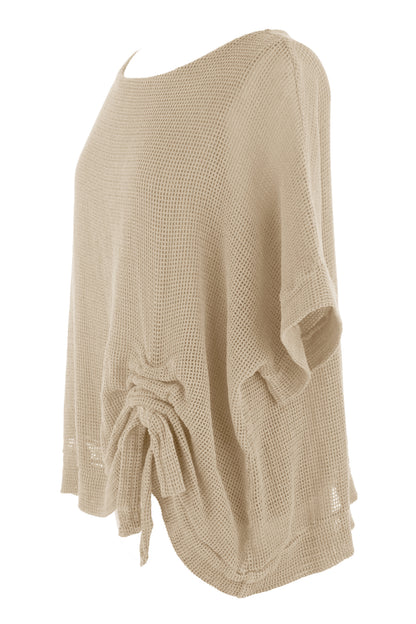 Tie Ruched Detail Mesh Top
