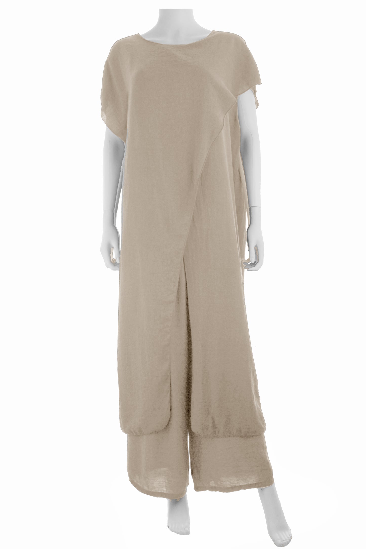 Crossover Tunic Top Wide Leg Trouser Set