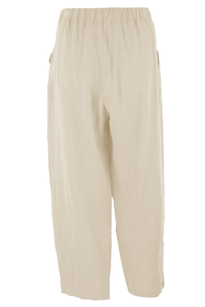 Pintuck Tapered Leg Linen Trouser