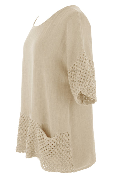 2 Pocket Crochet Detail Teabag Top