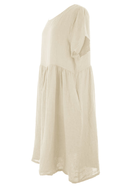 Short Sleeve 2 Pocket Linen Dress