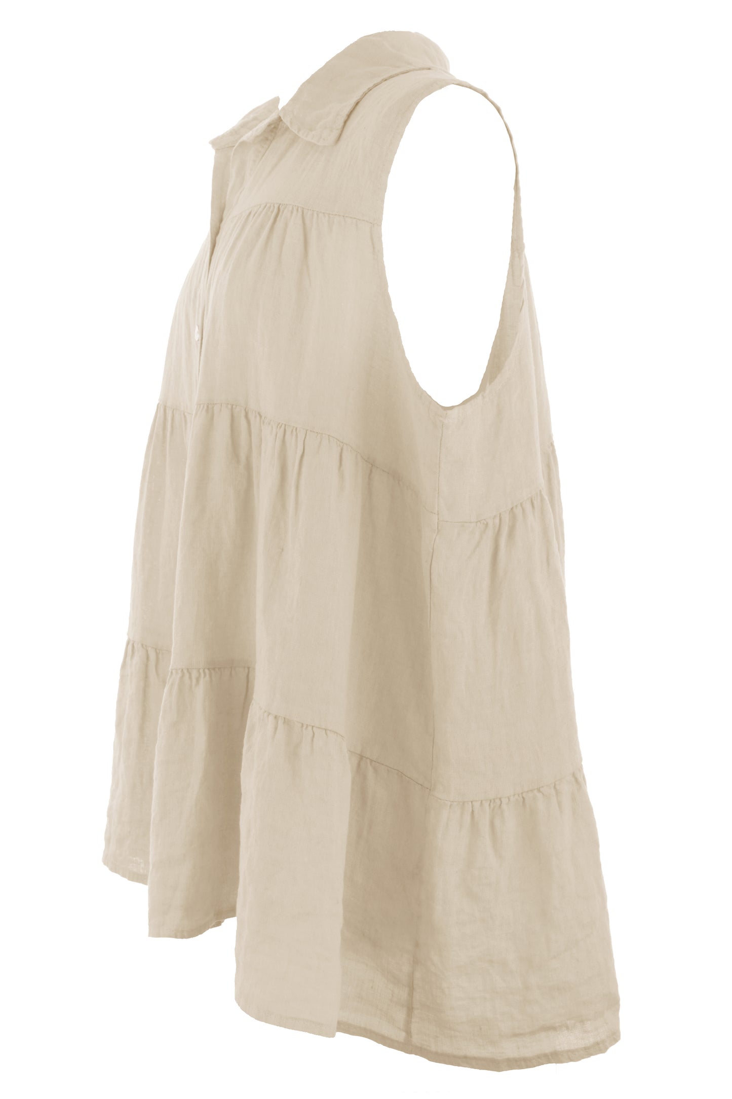 Sleeveless Tiered Linen Top