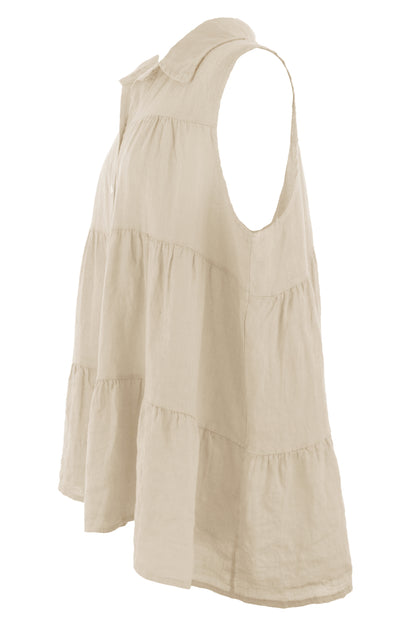 Sleeveless Tiered Linen Top