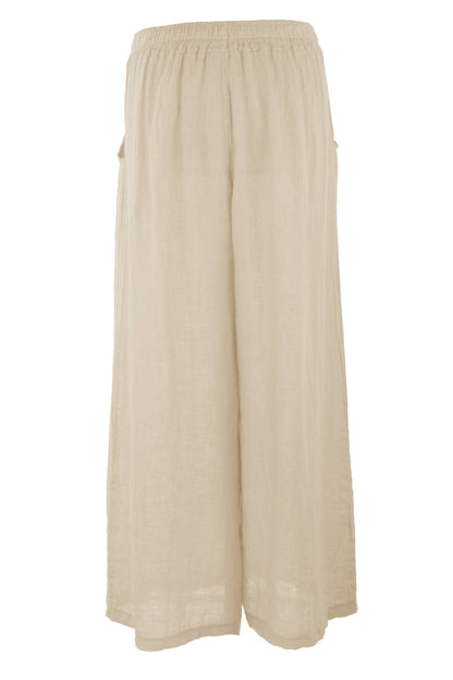 2 Pocket Wide Leg Linen Trouser
