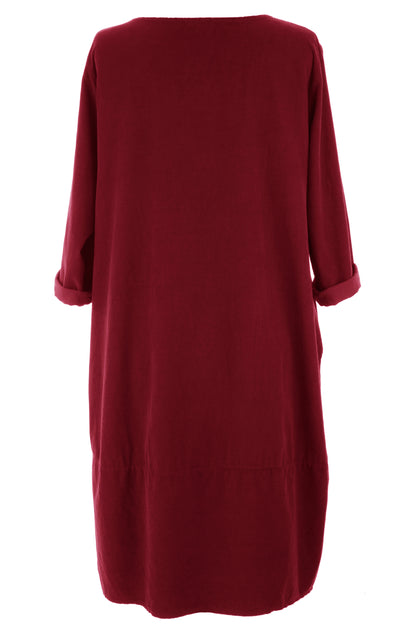 3/4 Sleeve Corduroy Dress