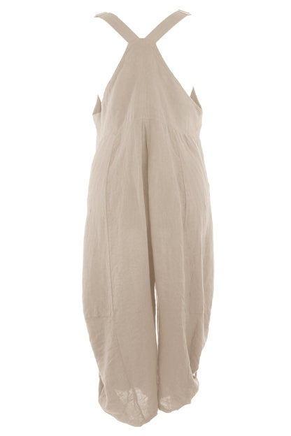 Flap Pocket Linen Jumpsuit