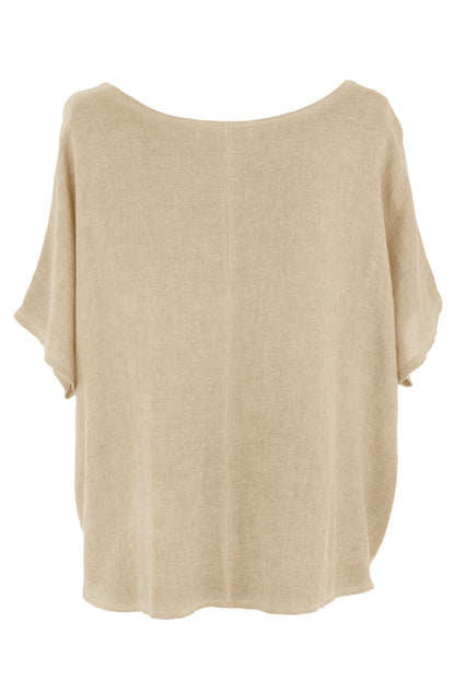 Pleat Detail Teabag Linen Top