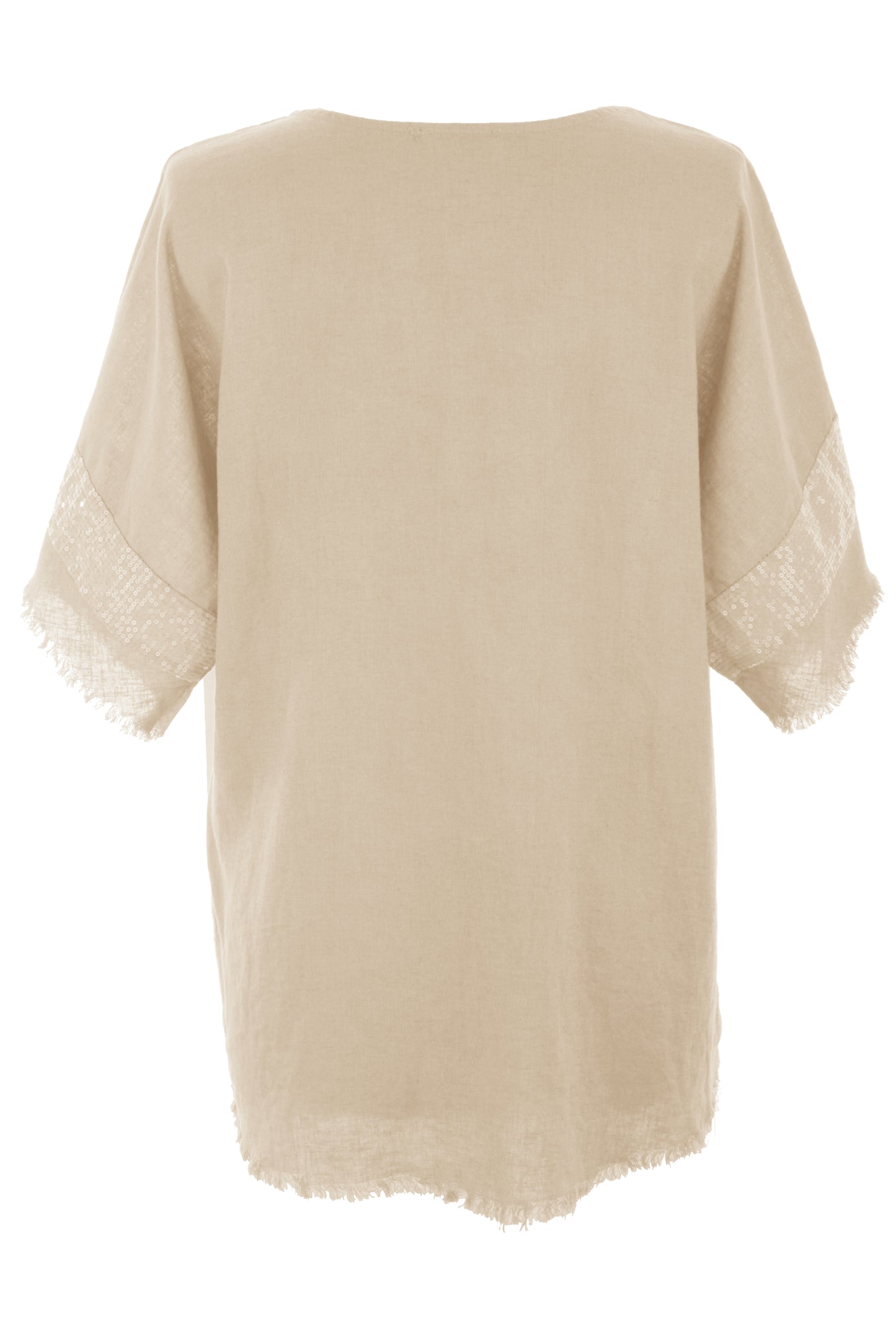 Sequin Trim Linen Top
