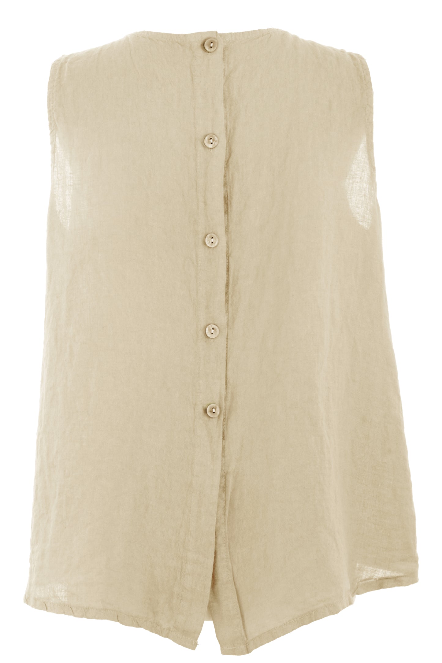 Sleeveless Button Back Linen Top
