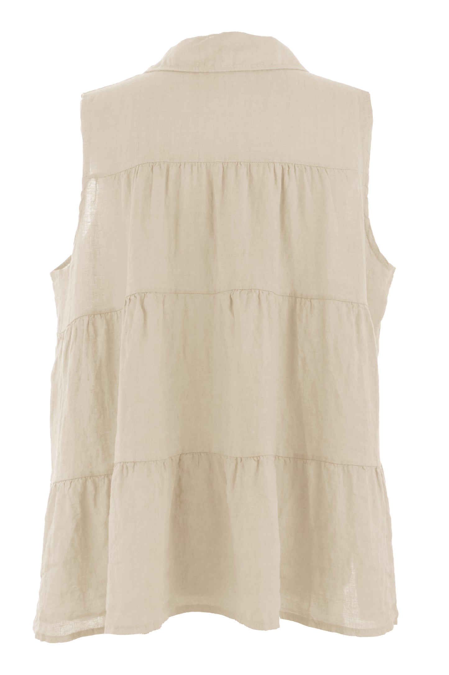 Sleeveless Tiered Linen Top