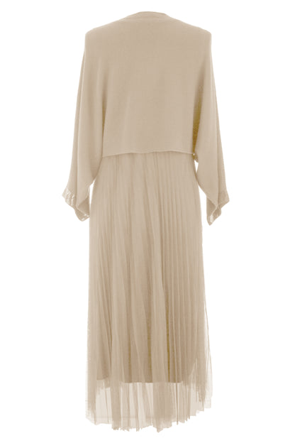 2 Piece Ribbed Top Mesh Dress