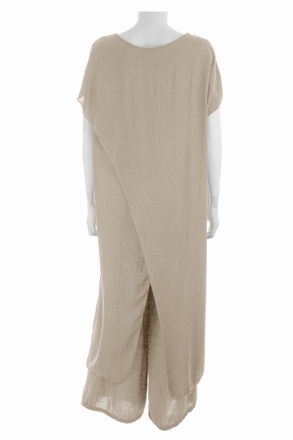 Crossover Tunic Top Wide Leg Trouser Set