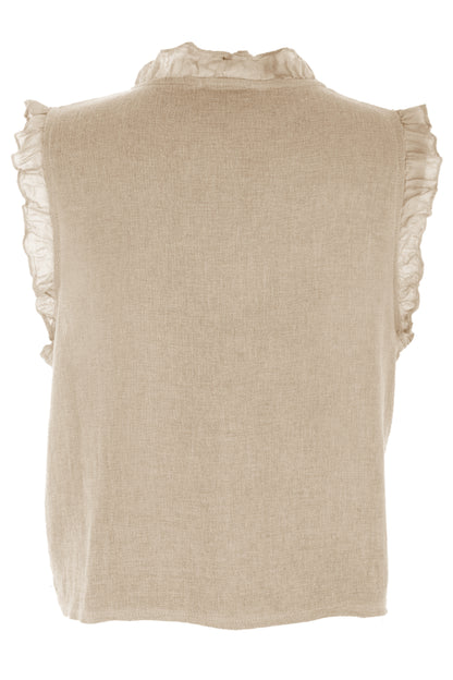 Sleeveless Frill Trim Teabag Top