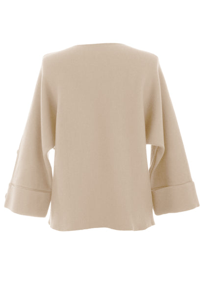 Button Detail 3/4 Sleeve Heavy Knit Jumper